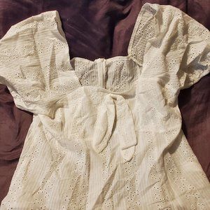 Rosegal Broderie Anglaise Bowknot Milkmaid Top 3X White